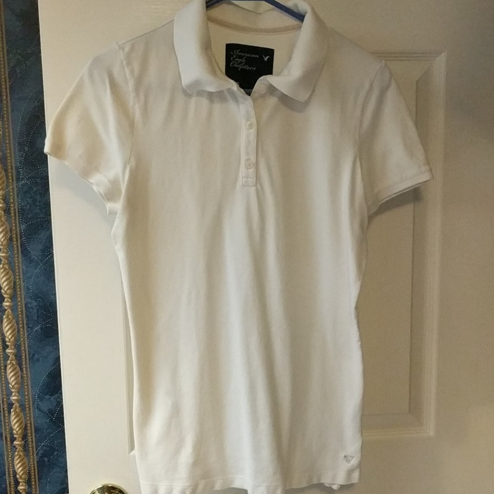 $15 EUC American Eagle white polo shirt